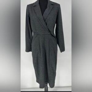 Max Studio Women's Dark Gray Houndstooth Wrap Maxi Dress